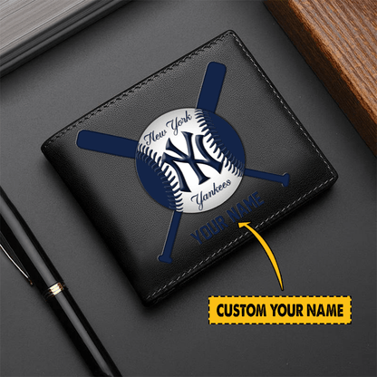 [FLASH SALE] NEW CUSTOMIZED MLB01 NYY NEW YORK YANKEES LEATHER WALLET