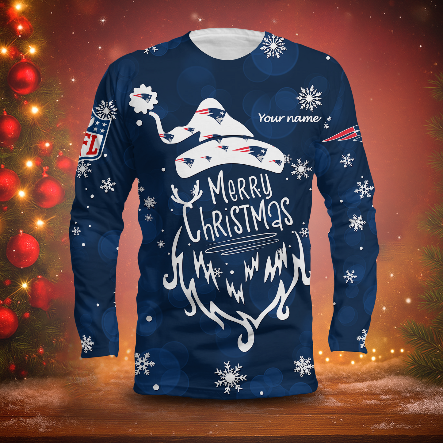 LIMITED EDITION - NEW CUSTOMIZED NFL27 NEP NEW ENGLAND PATRIOTS LONG SLEEVED T-SHIRT