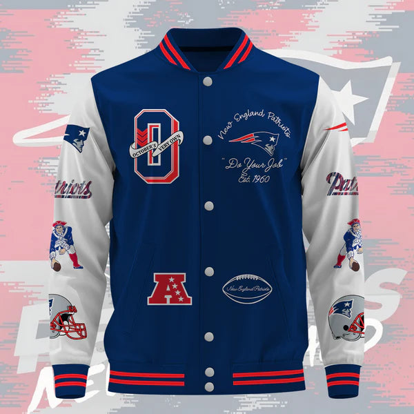 LIMITED EDITION - NEW CUSTOMIZED NFL27 NEP NEW ENGLAND PATRIOTS BASEBALL JACKET