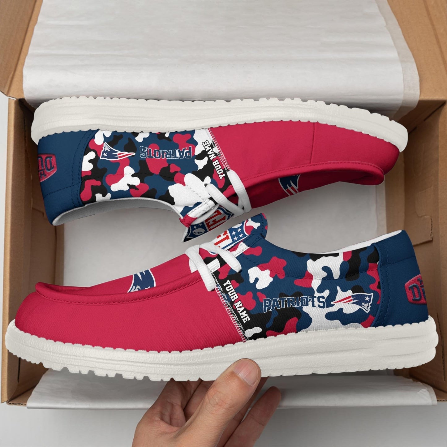 LIMITED EDITION - NEW CUSTOMIZED NFL27 NEP NEW ENGLAND PATRIOTS LOAFER SHOES