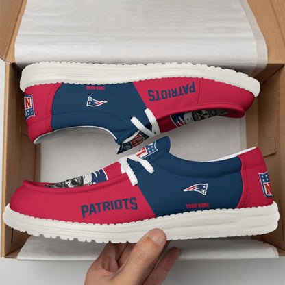 LIMITED EDITION - NEW CUSTOMIZED NFL27 NEP NEW ENGLAND PATRIOTS LOAFER SHOES