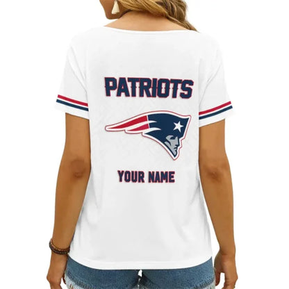 LIMITED EDITION - NEW CUSTOMIZED NFL27 NEP NEW ENGLAND PATRIOTS V-NECK FEMALE SHIRT