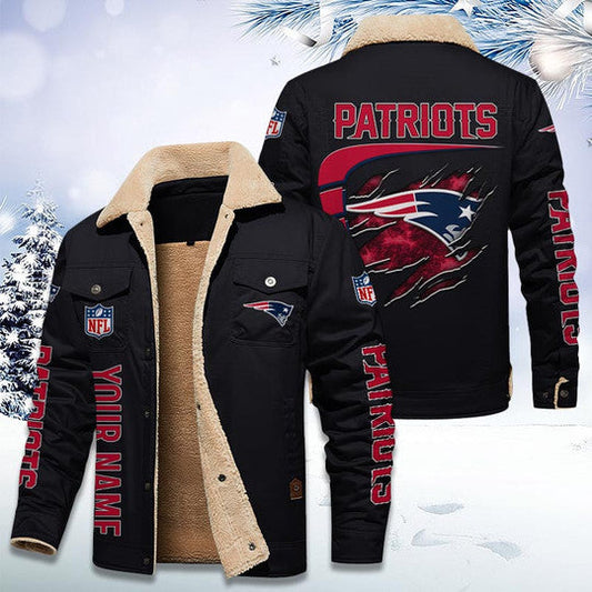 LIMITED EDITION - NEW CUSTOMIZED NFL27 NEP NEW ENGLAND PATRIOTS FLEECE JACKET
