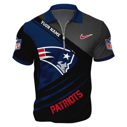 LIMITED EDITION - NEW CUSTOMIZED NFL27 NEP NEW ENGLAND PATRIOTS HARLEY-DAVIDSON POLO WITH ZIPPER SHIRT
