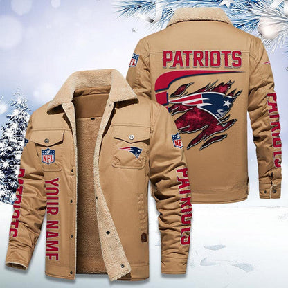 LIMITED EDITION - NEW CUSTOMIZED NFL27 NEP NEW ENGLAND PATRIOTS FLEECE JACKET