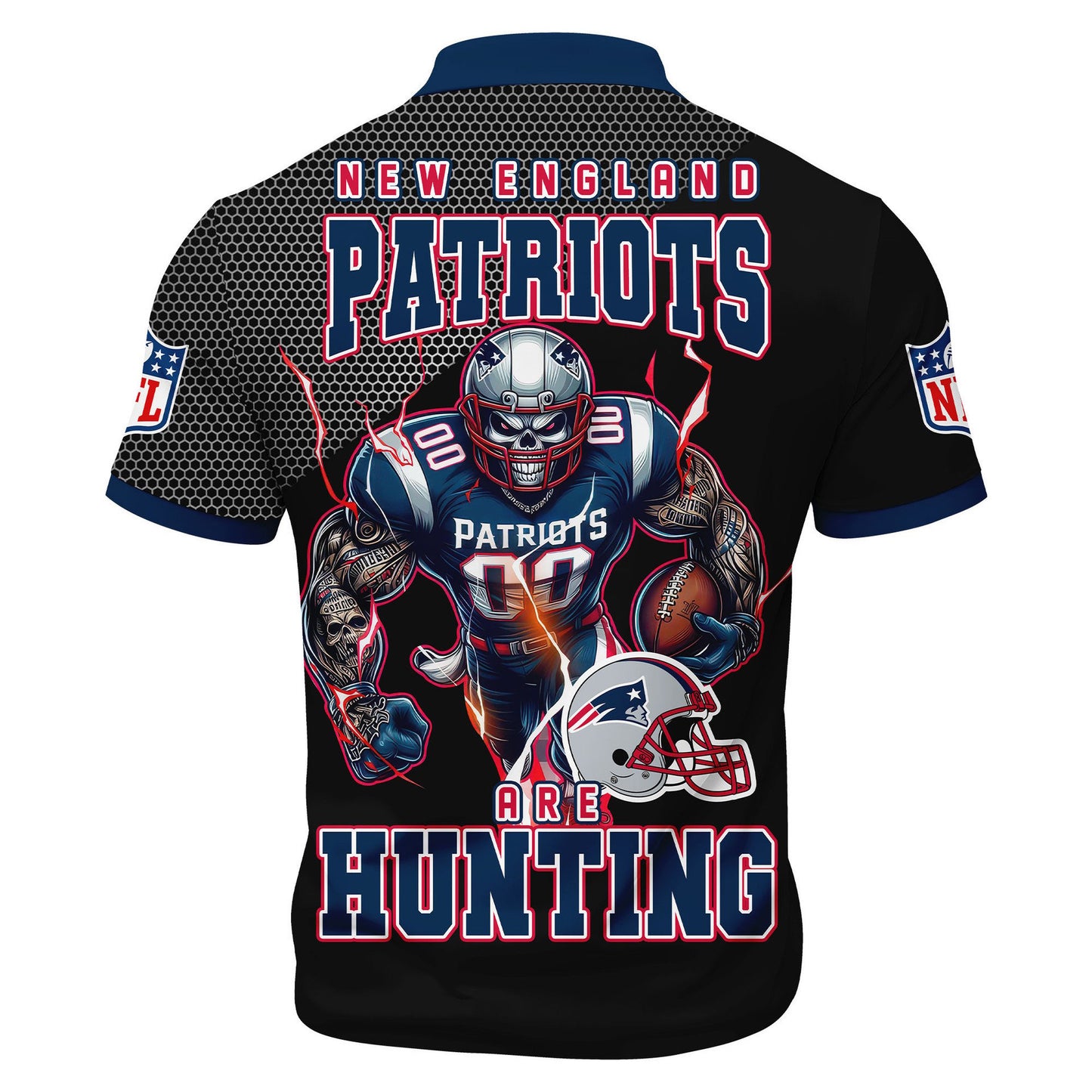 LIMITED EDITION - NEW CUSTOMIZED NFL27 NEP NEW ENGLAND PATRIOTS HARLEY-DAVIDSON POLO WITH ZIPPER SHIRT