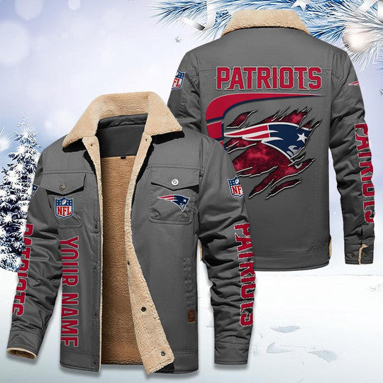 LIMITED EDITION - NEW CUSTOMIZED NFL27 NEP NEW ENGLAND PATRIOTS FLEECE JACKET