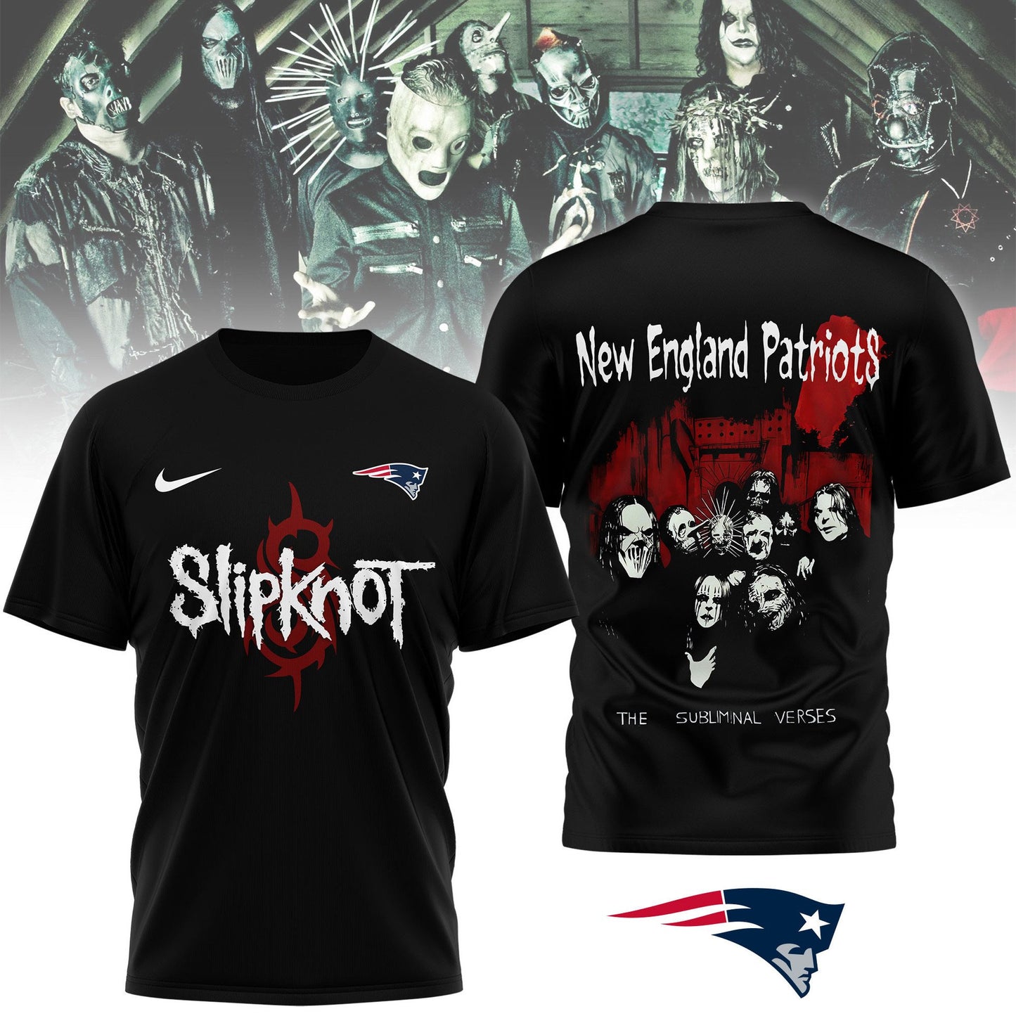 LIMITED EDITION - NEW CUSTOMIZED NFL27 NEP NEW ENGLAND PATRIOTS SLIPKNOT 3D SHIRT