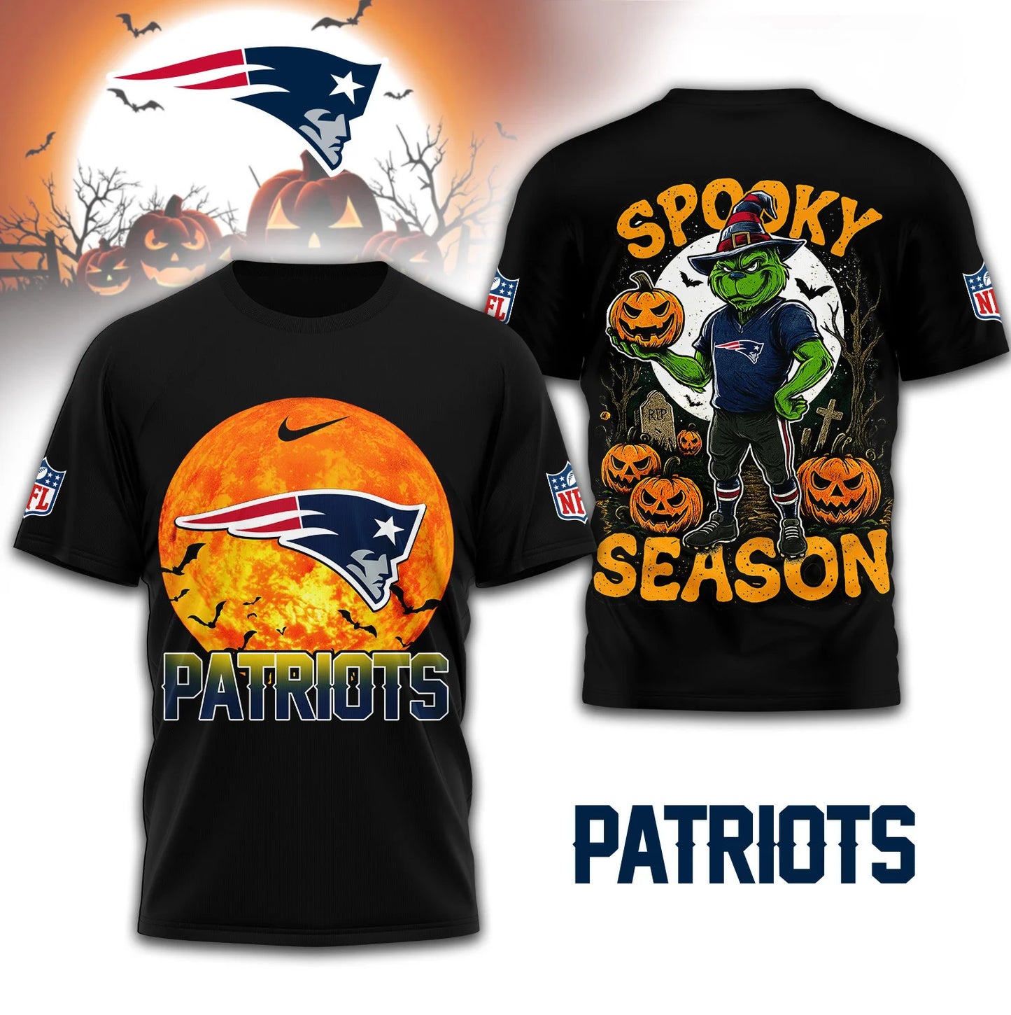 LIMITED EDITION - NEW CUSTOMIZED NFL27 NEP NEW ENGLAND PATRIOTS x SPOOKY SEASON T-SHIRT, HOODIE, ZIP HOODIE