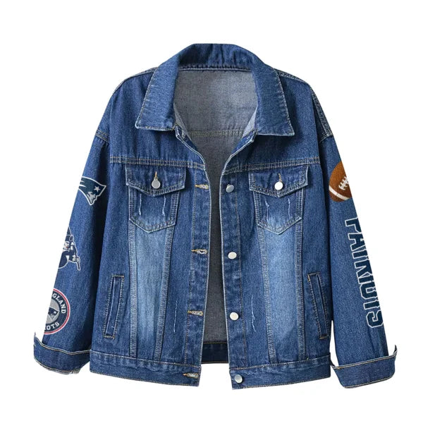 LIMITED EDITION - NEW CUSTOMIZED NFL27 NEP NEW ENGLAND PATRIOTS DENIM JACKET