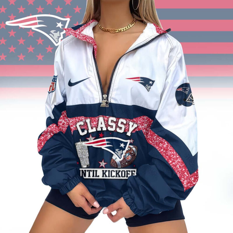 LIMITED EDITION - NEW CUSTOMIZED NFL27 NEP NEW ENGLAND PATRIOTS V-NECK ZIPPER SWEATSHIRT JACKET
