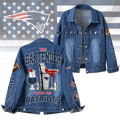 LIMITED EDITION - NEW CUSTOMIZED NFL27 NEP NEW ENGLAND PATRIOTS DENIM JACKET