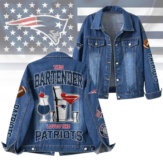 LIMITED EDITION - NEW CUSTOMIZED NFL27 NEP NEW ENGLAND PATRIOTS DENIM JACKET