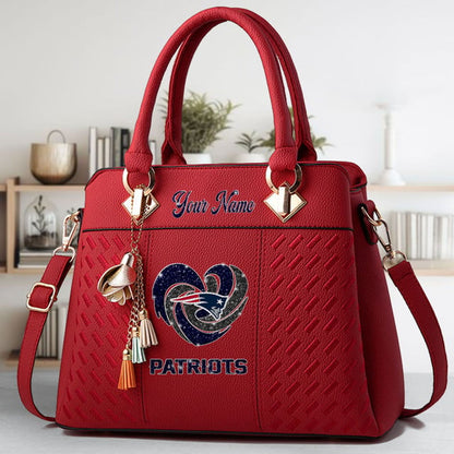 LIMITED EDITION - NEW CUSTOMIZED NFL27 NEP NEW ENGLAND PATRIOTS ZIP HANDBAG MULTICOLOR