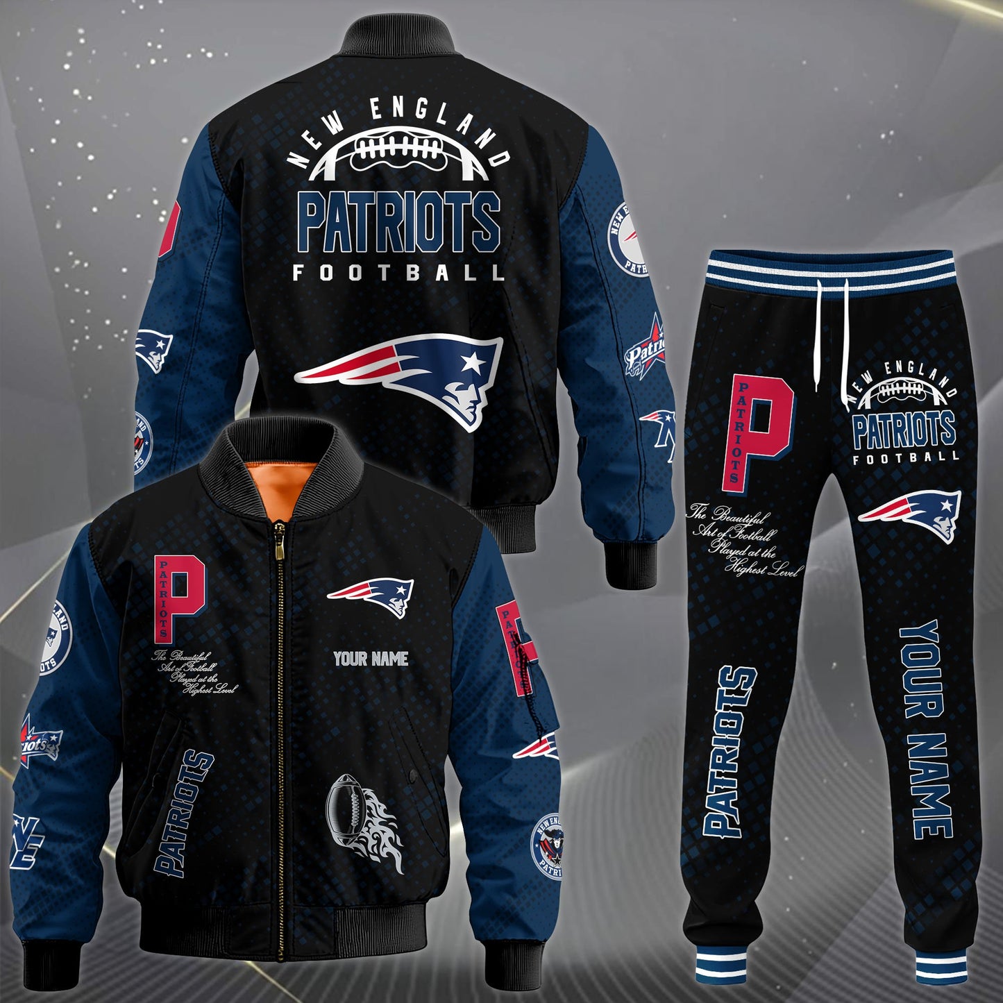 LIMITED EDITION - NEW CUSTOMIZED NFL27 NEP NEW ENGLAND PATRIOTS SATIN VARSITY JACKET & LONG PANTS