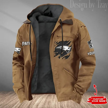 LIMITED EDITION - NEW CUSTOMIZED NFL27 NEP NEW ENGLAND PATRIOTS HOODED CARDIGAN JACKET