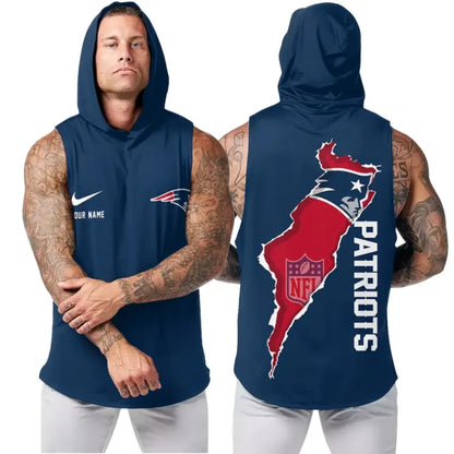 LIMITED EDITION - NEW CUSTOMIZED NFL27 NEP NEW ENGLAND PATRIOTS HOODED TANK TOP