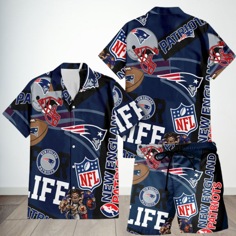 LIMITED EDITION - NEW CUSTOMIZED NFL27 NEP NEW ENGLAND PATRIOTS UNISEX HAWAIIAN SHIRT & SHORTS SET