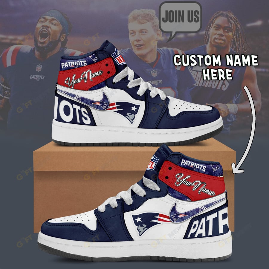 [SPECIAL OFFER] NEW CUSTOMIZED NFL27 NEP NEW ENGLAND PATRIOTS AIR JORDAN 1
