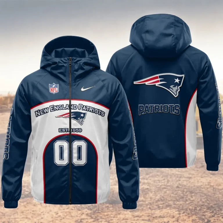 LIMITED EDITION - NEW CUSTOMIZED NFL27 NEP NEW ENGLAND PATRIOTS WINDBREAKER JACKET