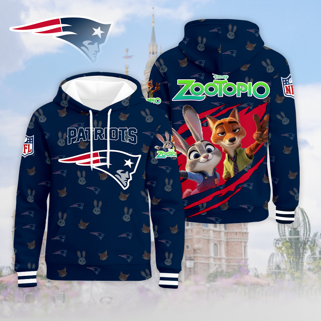 LIMITED EDITION - NEW CUSTOMIZED NFL27 NEP NEW ENGLAND PATRIOTS & ZOOTOPIA UNISEX T-SHIRT, POLO, HOODIE & JACKETS