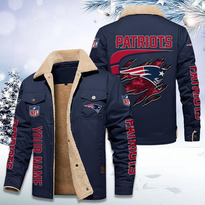 LIMITED EDITION - NEW CUSTOMIZED NFL27 NEP NEW ENGLAND PATRIOTS FLEECE JACKET