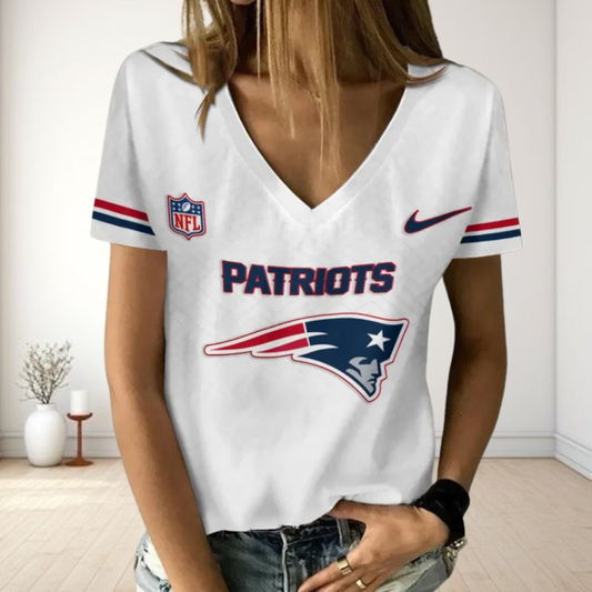 LIMITED EDITION - NEW CUSTOMIZED NFL27 NEP NEW ENGLAND PATRIOTS V-NECK FEMALE SHIRT
