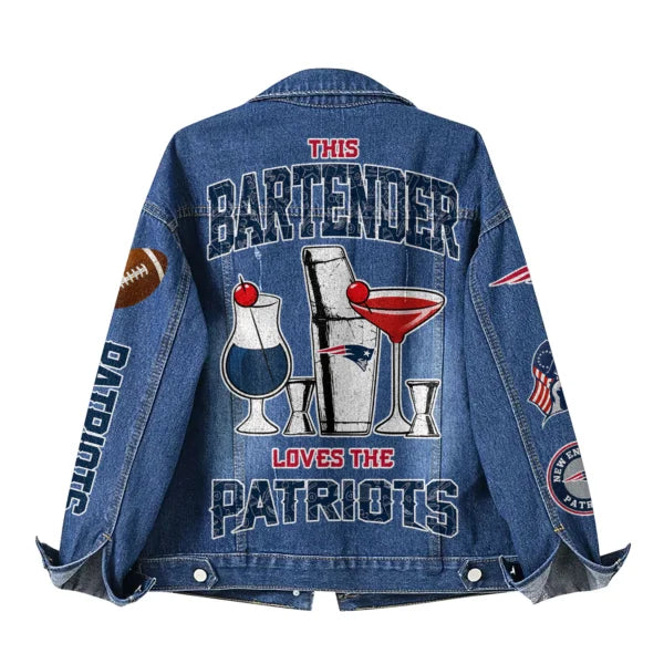 LIMITED EDITION - NEW CUSTOMIZED NFL27 NEP NEW ENGLAND PATRIOTS DENIM JACKET