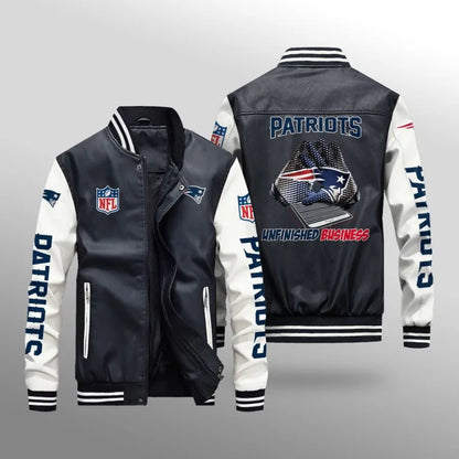 LIMITED EDITION - NEW CUSTOMIZED NFL27 NEP NEW ENGLAND PATRIOTS LEATHER BOMBER JACKET