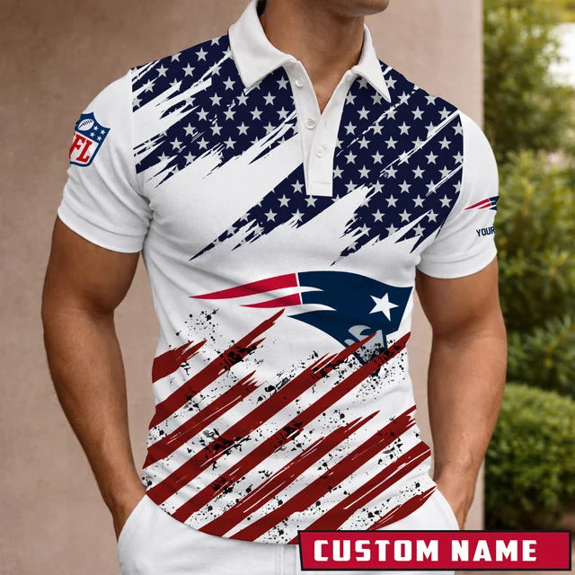 LIMITED EDITION - NEW CUSTOMIZED NFL27 NEP NEW ENGLAND PATRIOTS POLO SHIRT