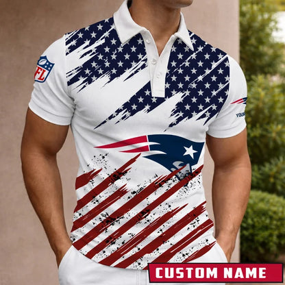 LIMITED EDITION - NEW CUSTOMIZED NFL27 NEP NEW ENGLAND PATRIOTS POLO SHIRT
