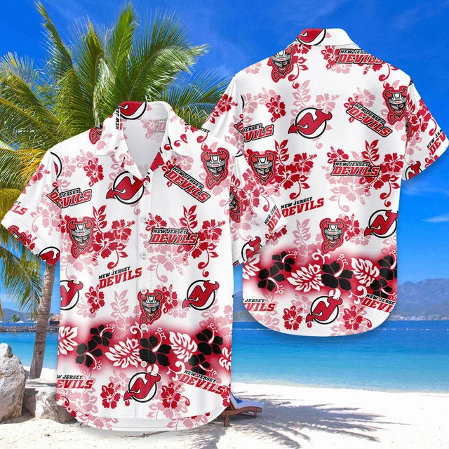 LIMITED EDITION - NEW CUSTOMIZED NHL06 NJD NEW JERSEY DEVILS UNISEX HAWAIIAN SHIRT & SHORTS SET