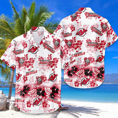 LIMITED EDITION - NEW CUSTOMIZED NHL06 NJD NEW JERSEY DEVILS UNISEX HAWAIIAN SHIRT & SHORTS SET