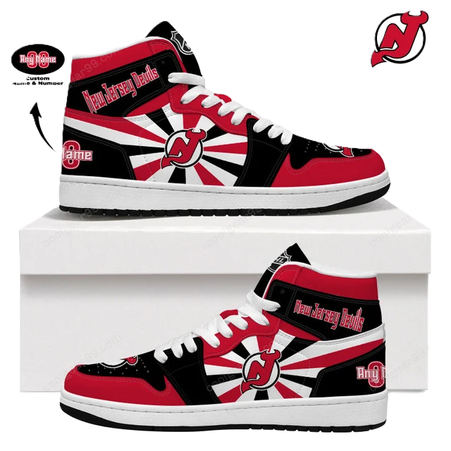 LIMITED EDITION - NEW CUSTOMIZED NHL06 NJ DEVILS AIR JORDAN SNEAKERS
