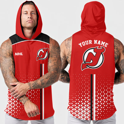 LIMITED EDITION - NEW CUSTOMIZED NHL06 NJD NEW JERSEY DEVILS HOODED TANK TOP