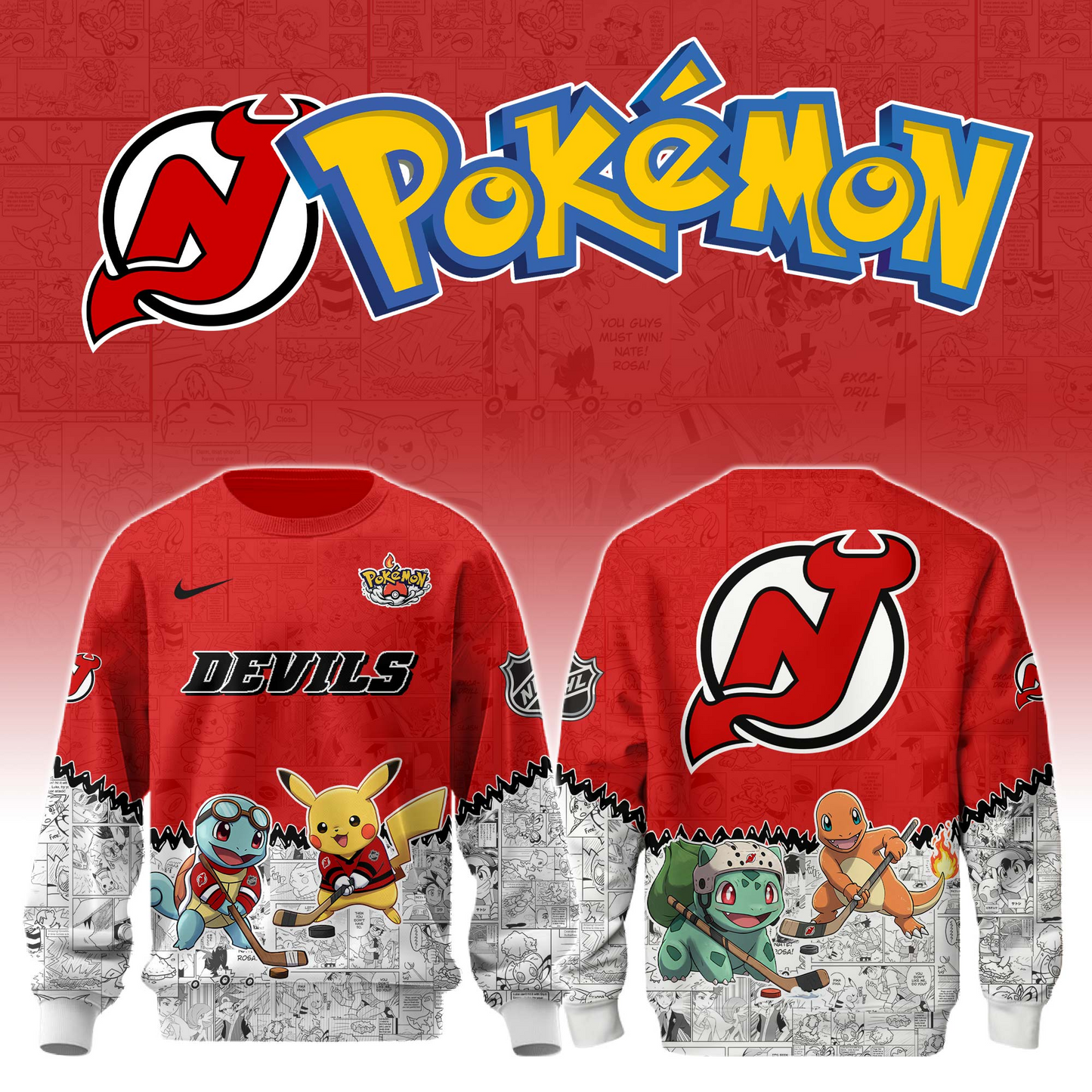 LIMITED EDITION - NEW CUSTOMIZED NHL06 NJD NEW JERSEY DEVILS X POKÉMON T-SHIRT, SWEATSHIRT, HOODIE & ZIP HOODIE