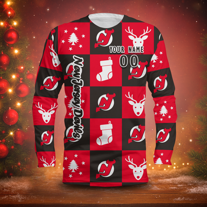 LIMITED EDITION - NEW CUSTOMIZED NHL06 NJD NEW JERSEY DEVILS LONG SLEEVED T-SHIRT