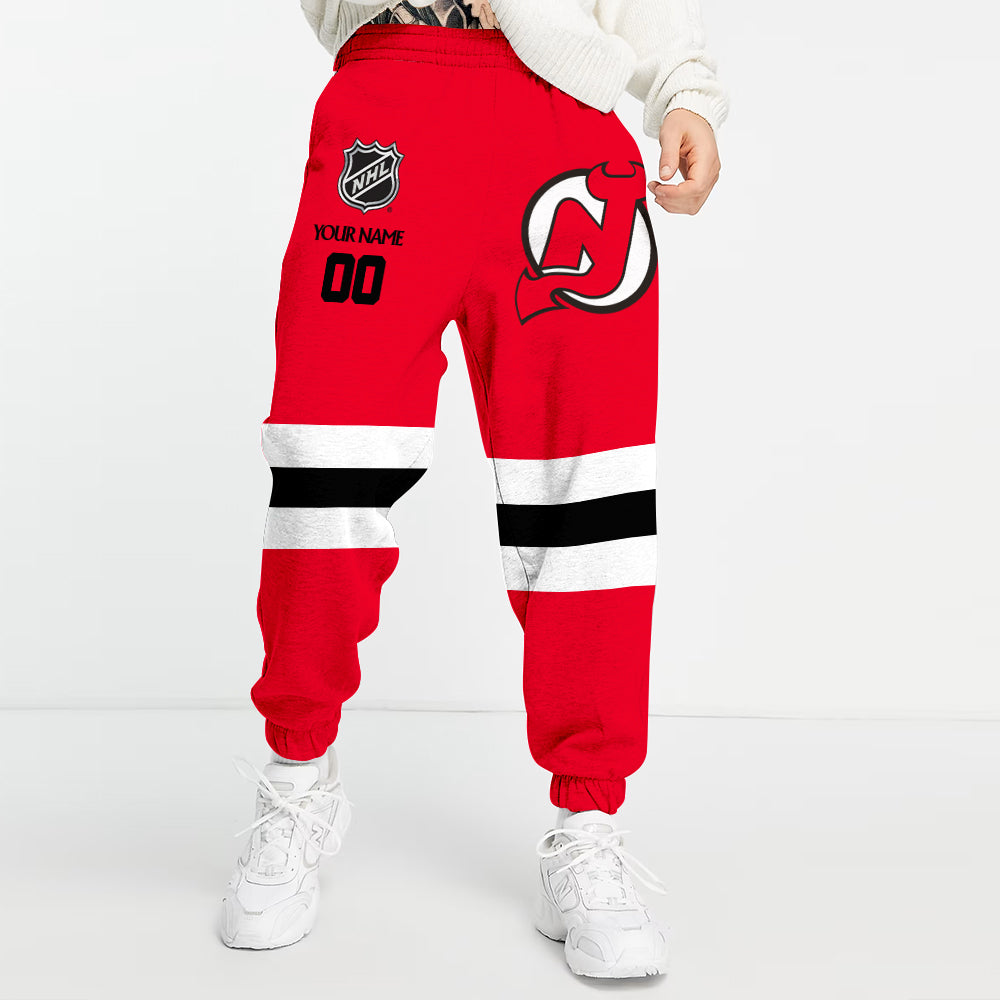 LIMITED EDITION - NEW CUSTOMIZED NHL06 NJD NEW JERSEY DEVILS COMBO HOODIE & LONGPANTS
