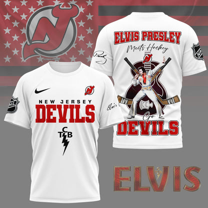 LIMITED EDITION - NEW CUSTOMIZED NHL06 NJD NEW JERSEY DEVILS X ELVIS PRESLEY FAN 3D SHIRT