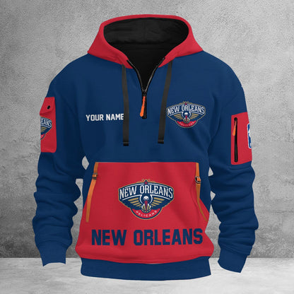 LIMITED EDITION - NEW CUSTOMIZED NBA30 NO NEW ORLEANS PELICANS QUARTER ZIP HOODIE