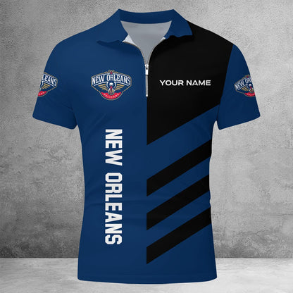 LIMITED EDITION - NEW CUSTOMIZED NBA30 NO NEW ORLEANS PELICANS ZIP POLO SHIRT