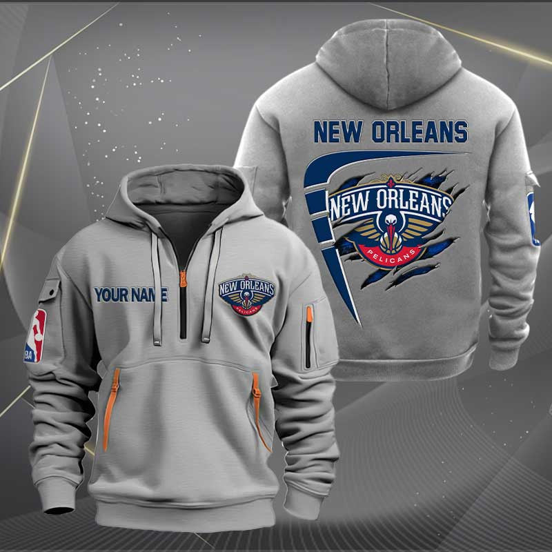 [HOT DEAL] NEW CUSTOMIZED NBA30 NO NEW ORLEANS PELICANS QUARTER ZIP HOODIE