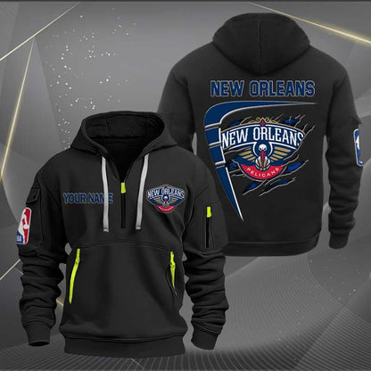 [HOT DEAL] NEW CUSTOMIZED NBA30 NO NEW ORLEANS PELICANS QUARTER ZIP HOODIE