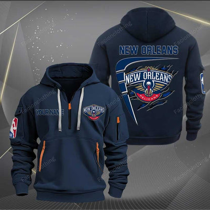 [HOT DEAL] NEW CUSTOMIZED NBA30 NO NEW ORLEANS PELICANS QUARTER ZIP HOODIE