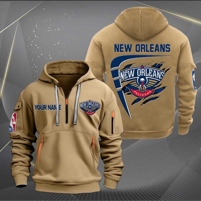 [HOT DEAL] NEW CUSTOMIZED NBA30 NO NEW ORLEANS PELICANS QUARTER ZIP HOODIE