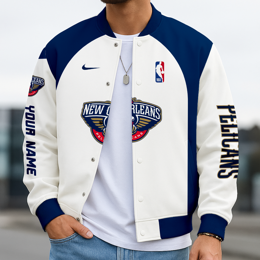 LIMITED EDITION - NEW CUSTOMIZED NBA30 NO NEW ORLEANS PELICANS BASEBALL JACKET, SATIN VARSITY JACKET