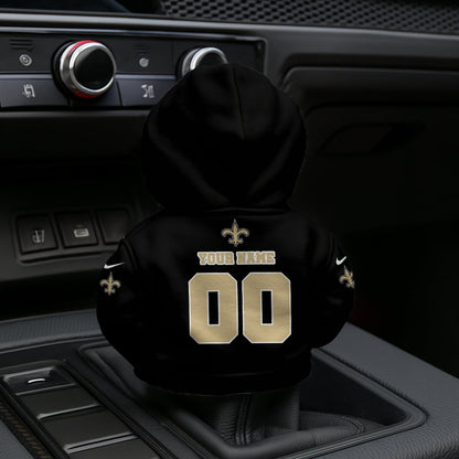 LIMITED EDITION - NEW CUSTOMIZED NFL24 NOS NEW ORLEANS SAINTS AUTOMOTIVE HOODIE SHIFT KNOB COVER
