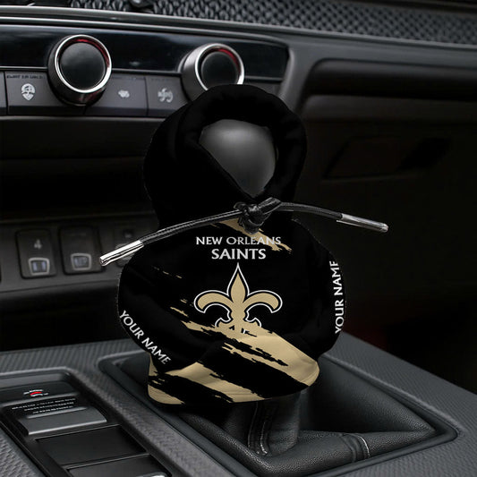 LIMITED EDITION - NEW CUSTOMIZED NFL24 NOS NEW ORLEANS SAINTS CAR HOODIE SHIFT KNOB COVER