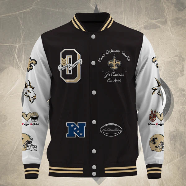 LIMITED EDITION - NEW CUSTOMIZED NFL24 NOS NEW ORLEANS SAINTS BASEBALL JACKET