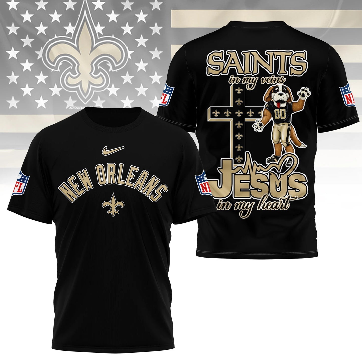 LIMITED EDITION - NEW CUSTOMIZED NFL24 NOS NEW ORLEANS SAINTS T-SHIRT | MULTIPLE COLORS AVAILABLE